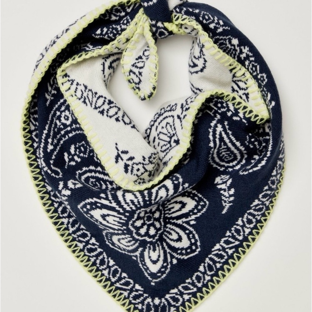 Free People Navy and Cream Floral Bandana